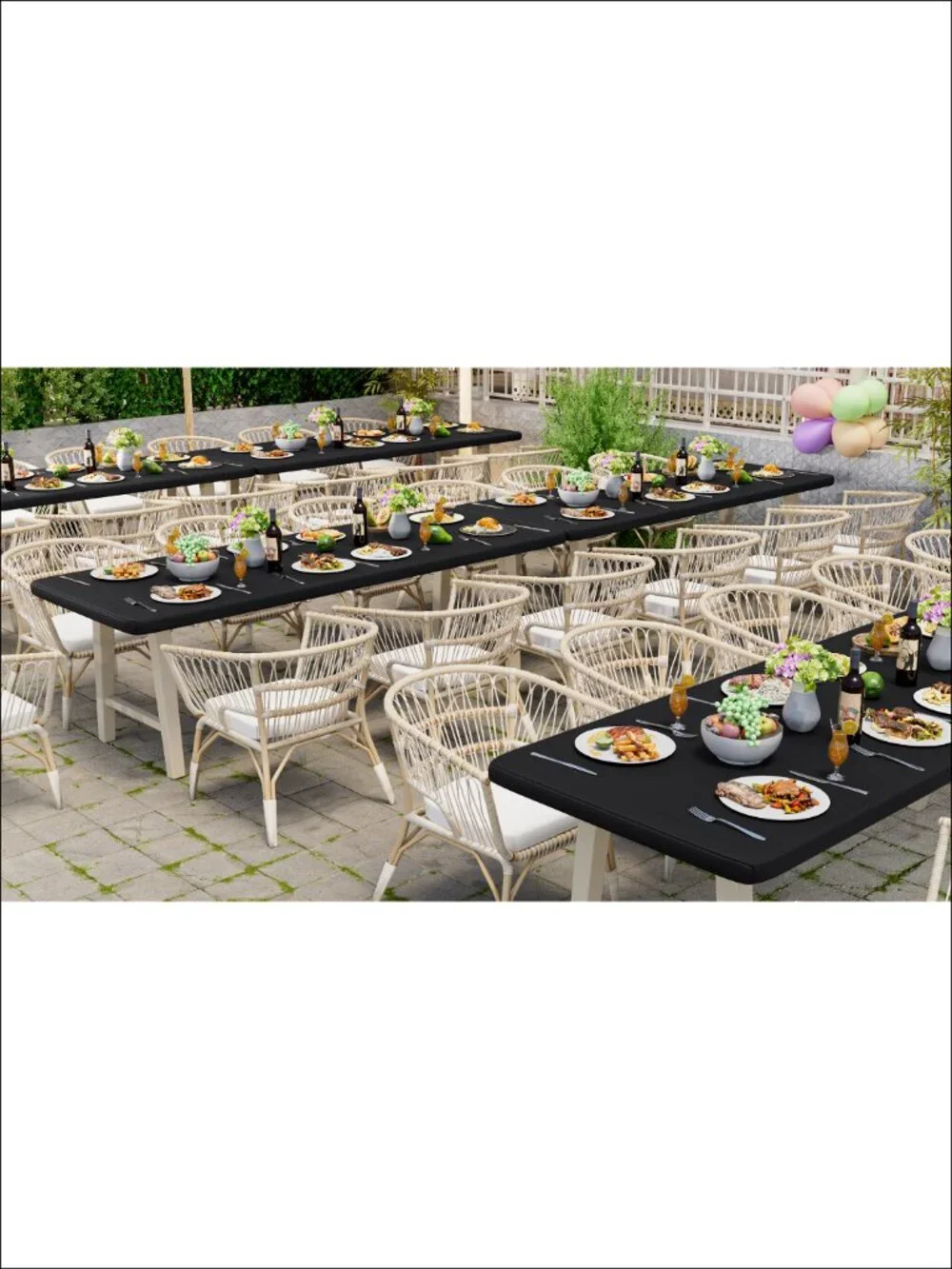 2 Pack Fitted Tablecloth Rectangle Elastic Edge Polyester Water Resistant